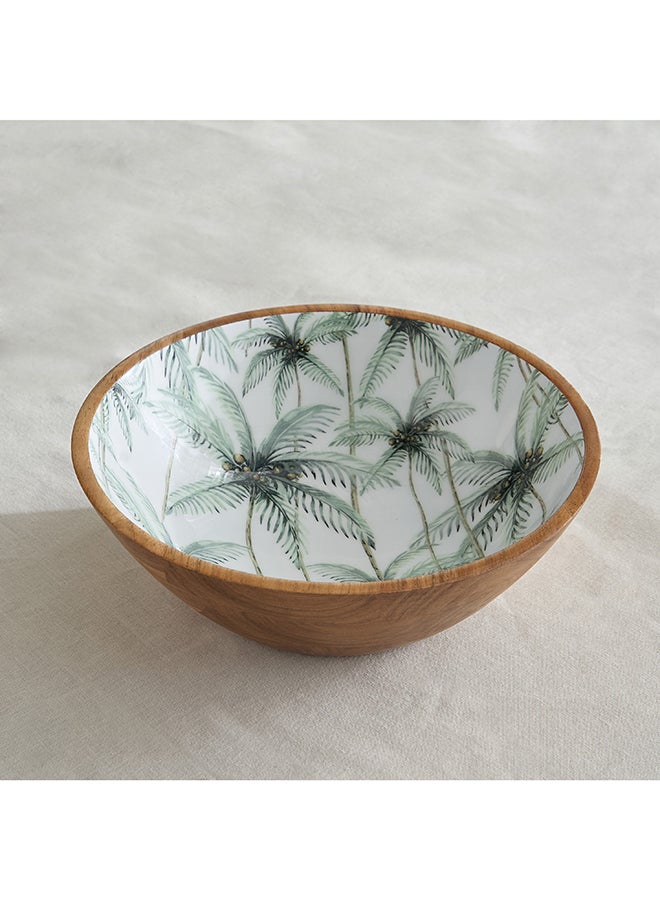 Home Box وعاء تقديم سلطة خشبي بتصميم ورقة النخيل - Image 2